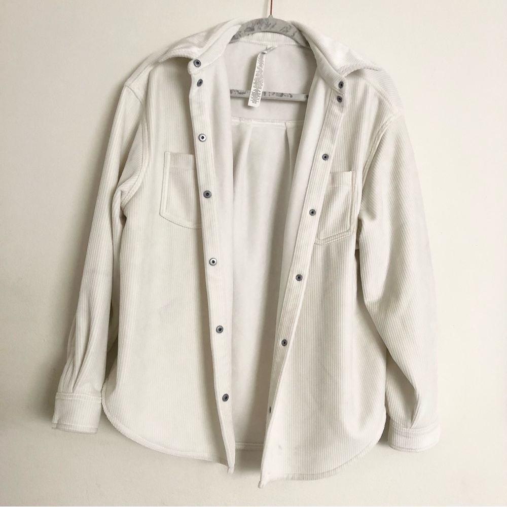 Alo Yoga Ribbed Velour Mountain Side Shacket Ivory S - Picture 7 of 13
